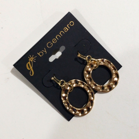 G by Gennaro Gold-Tone Textured Hoop Drop Earrings - Women's Fashion Jewelry - Picture 4 of 9